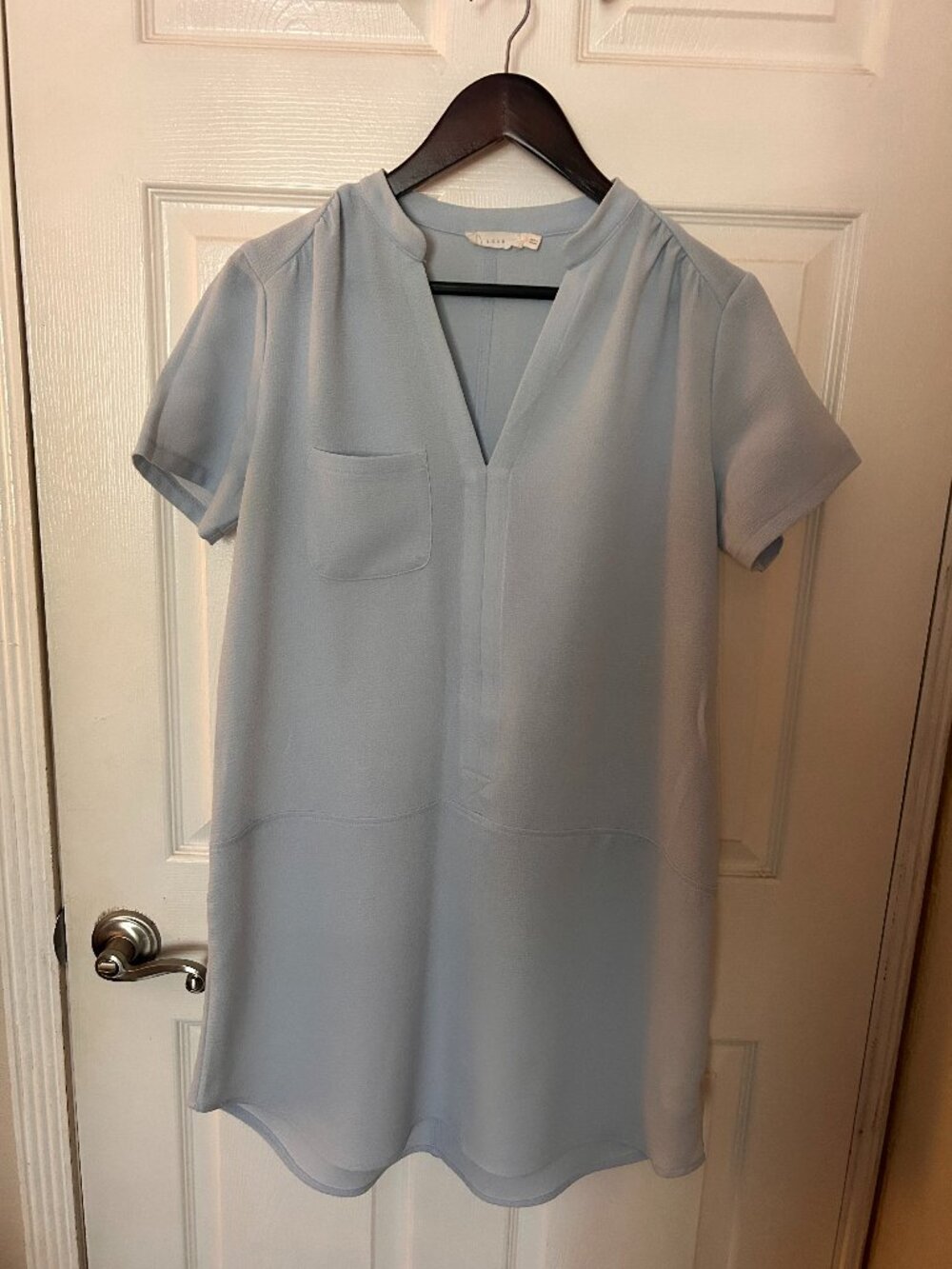 Lush Hailey Crepe Shift Blue Dress, Size Medium